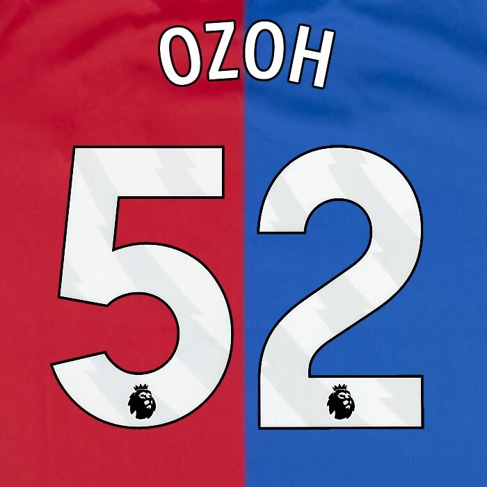 2023 2024 OFFICIAL CRYSTAL PALACE OZOH 52 WHITE HOME PLAYER SIZE NAMESET