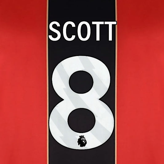 2024 2025 BOURNEMOUTH SCOTT 8 WHITE HOME PLAYER SIZE NAME SET