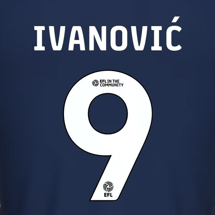 25 26 MILLWALL IVANOVIC 9 OFFICIAL WHITE HOME PLAYER SIZE NAME SET 230MM