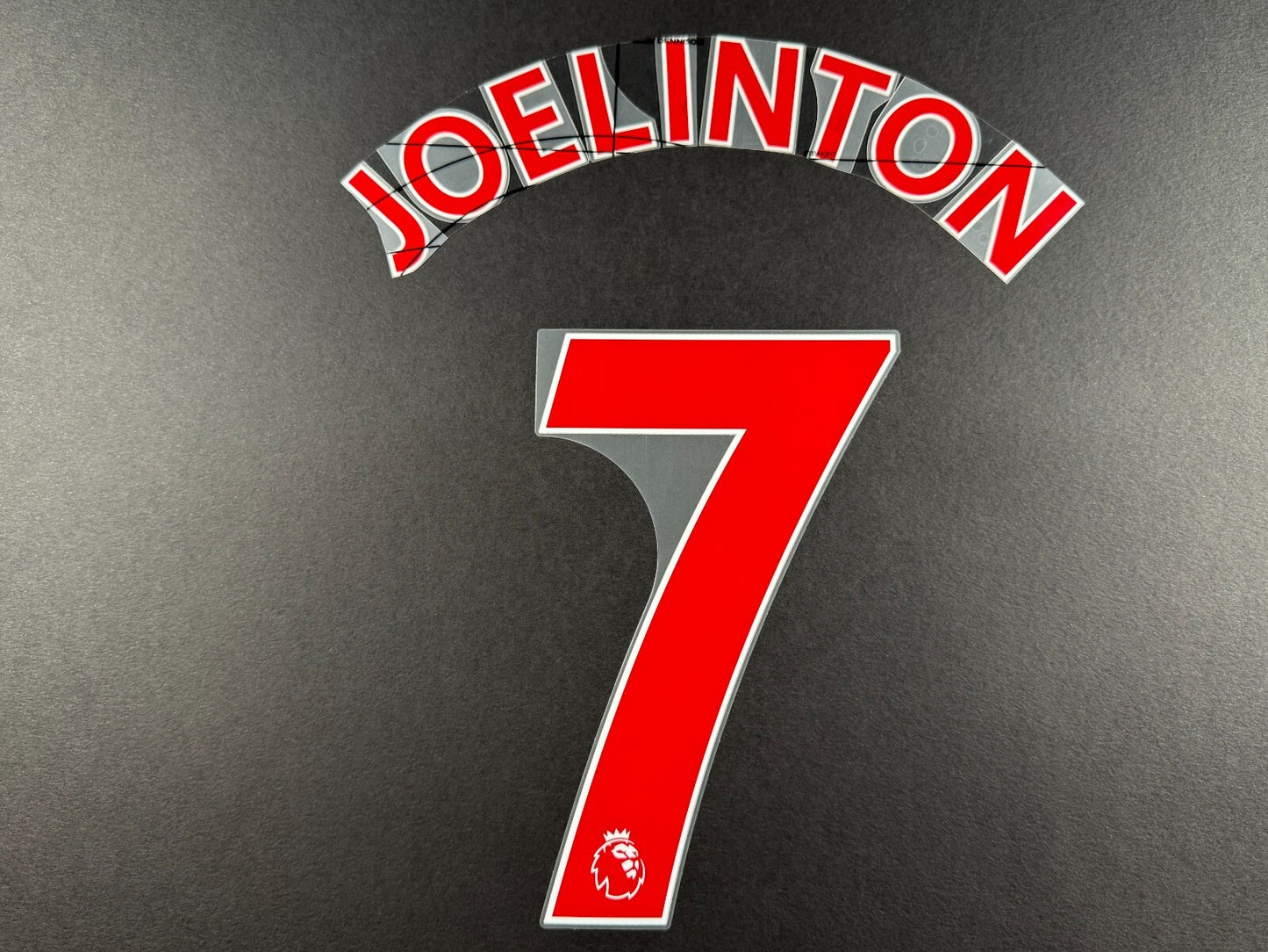 NEWCASTLE 2022-23 JOELINTON 7 OFFICIAL AVERY DENNISON RED PLAYER SIZE NAME SET