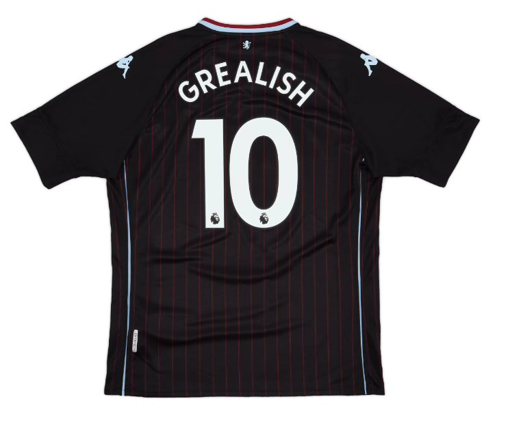 BNWT 2020 2021 ASTON VILLA AWAY KAPPA FOOTBALL SHIRT GREALISH 10 KIDS 7-8 YEARS