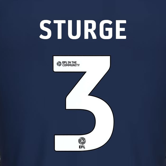 25 26 MILLWALL STURGE 3 OFFICIAL WHITE HOME PLAYER SIZE NAME SET 230MM