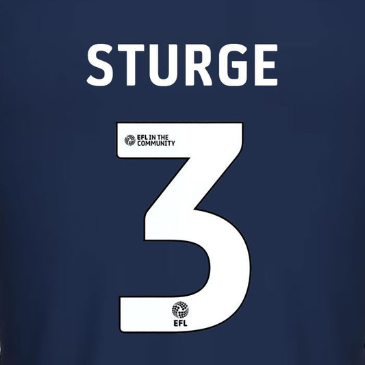 25 26 MILLWALL STURGE 3 OFFICIAL WHITE HOME PLAYER SIZE NAME SET 230MM