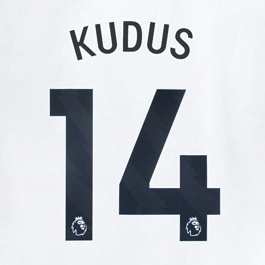 2023 2024 WEST HAM KUDUS 14 OFFICIAL AWAY BLACK PLAYER SIZE NAMESET