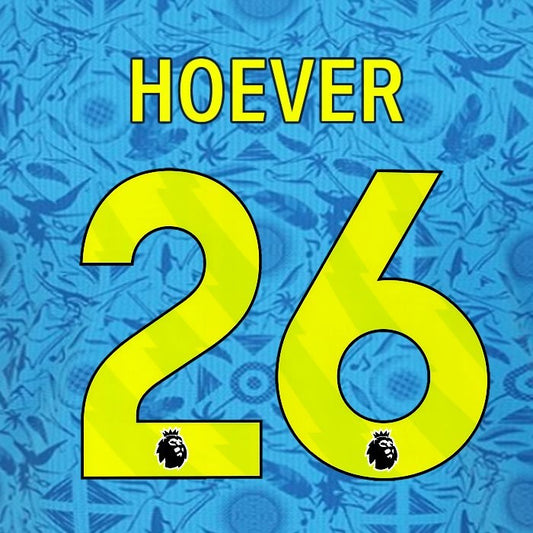 2025 2026 WOLVES 3RD YELLOW HOEVER 26 OFFICIAL PLAYER SIZE NAMESET