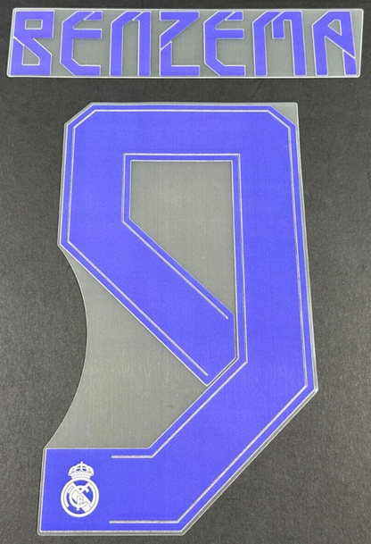 2021 2022 AVERY DENNISON REAL MADRID BENZEMA 9 HOME PLAYER SIZE NAMESET