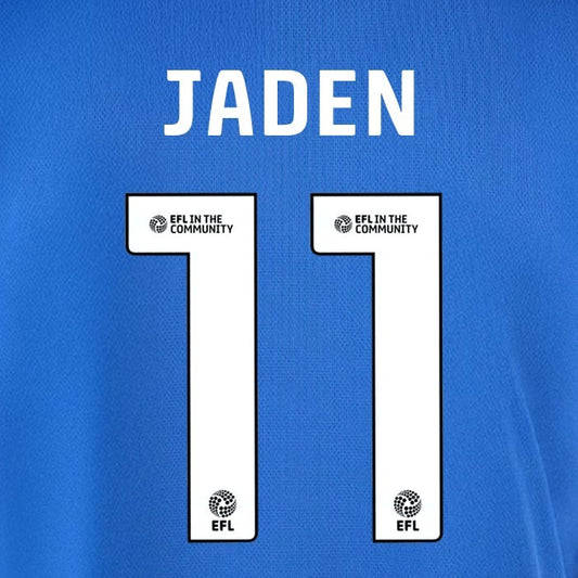 25 26  IPSWITCH TOWN JADEN 11 OFFICIAL WHITE HOME PLAYER SIZE NAME SET 230MM