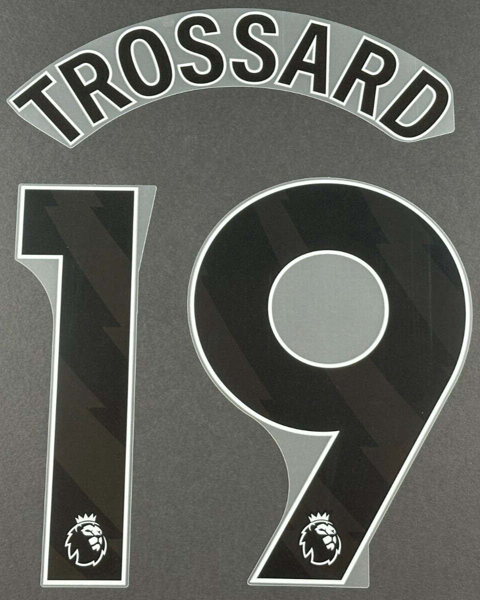 ARSENAL 2023-24 TROSSARD 19 OFFICIAL AVERY DENNISON BLACK PLAYER SIZE NAME SET