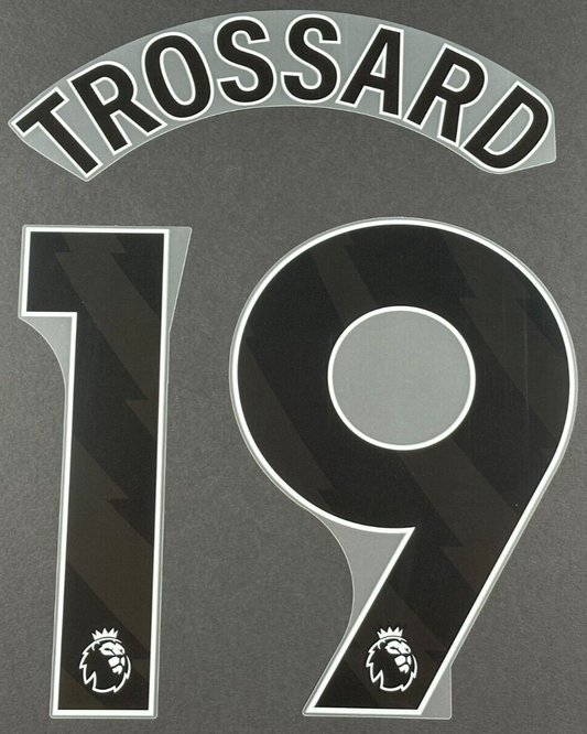 ARSENAL 2023-24 TROSSARD 19 OFFICIAL AVERY DENNISON BLACK PLAYER SIZE NAME SET