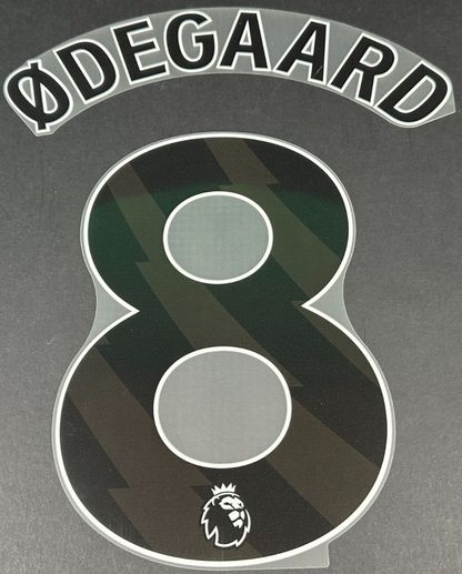 ARSENAL 2023/24 ODEGAARD 8 OFFICIAL AVERY DENNISON BLACK PLAYER SIZE NAME SET