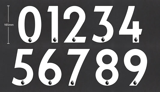 2019 - 2023 OFFICIAL AVERY DENNISON PREMIER LEAGUE WHITE KIDS SIZE NUMBERS