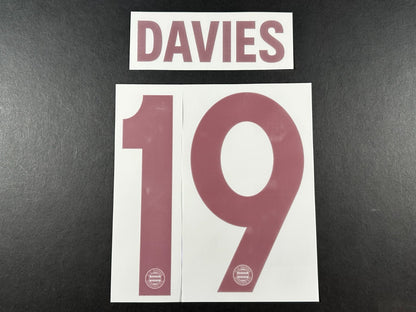 2024 2025 OFFICIAL BAYERN DAVIES 19 THIRD 3RD UCL RED PLAYER SIZE NAMESET
