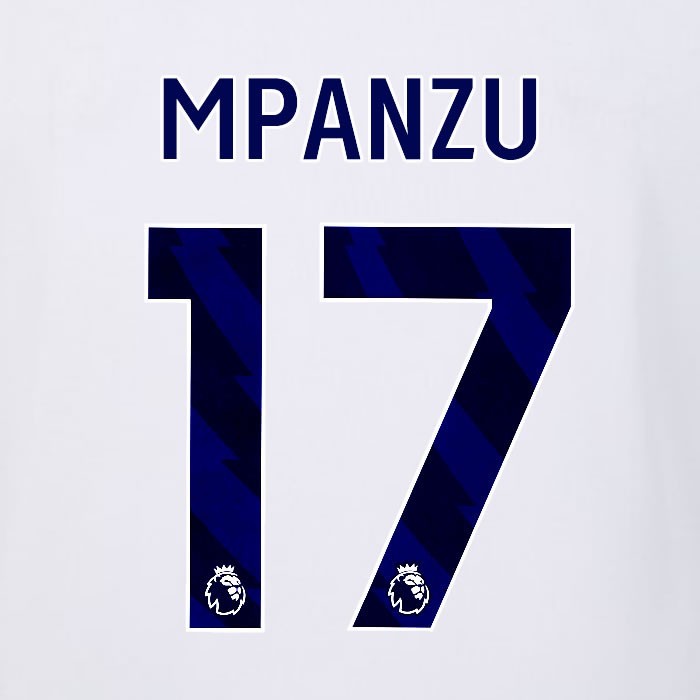2023 2024 LUTON TOWN OFFICIAL MPANZU 17 BLUE AWAY PLAYER SIZE NAMESET