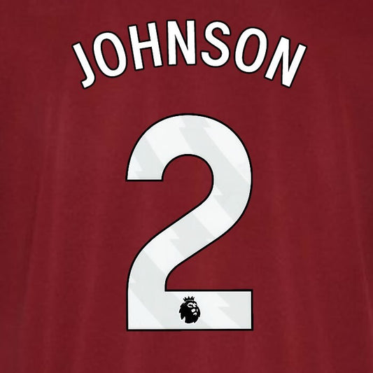 2023 2024 WEST HAM JOHNSON 2 OFFICIAL WHITE PLAYER SIZE NAMESET