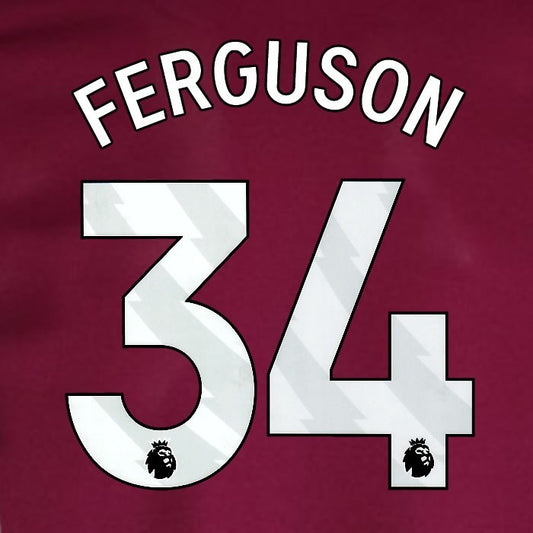 2024 2025 WEST HAM FERGUSON 34 OFFICIAL WHITE HOME PLAYER SIZE NAMESET