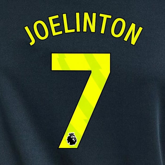 2023 2024 NEWCASTLE JOELINTON 7 OFFICIAL YELLOW 3rd PLAYER SIZE NAME SET