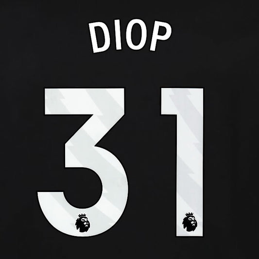 2023 2024 OFFICIAL FULHAM AVERY DENNISON DIOP 31 3RD PLAYER SIZE NAMESET