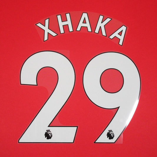 ARSENAL 2019-23 XHAKA 29 OFFICIAL AVERY DENNISON WHITE PLAYER SIZE NAME SET