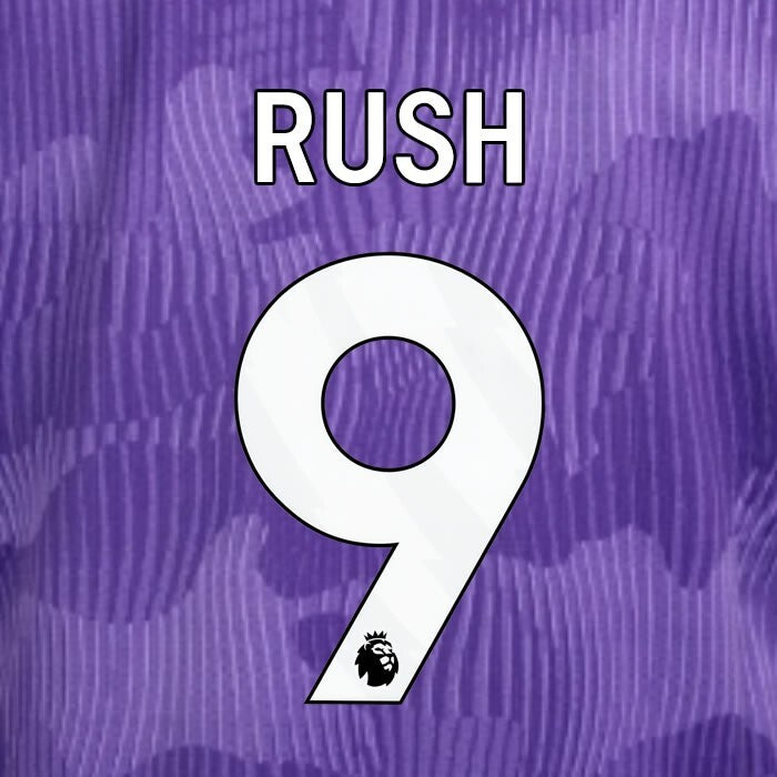 2023 2024 OFFICIAL LIVERPOOL RUSH 9 WHITE 3RD PLAYER SIZE NAMESET