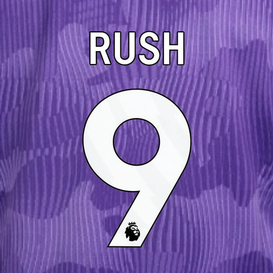 2023 2024 OFFICIAL LIVERPOOL RUSH 9 WHITE 3RD PLAYER SIZE NAMESET