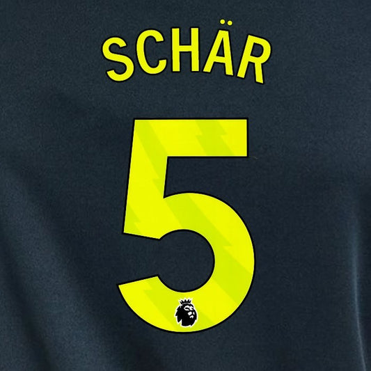 2023 2024 NEWCASTLE SCHAR 5 OFFICIAL YELLOW 3rd PLAYER SIZE NAME SET