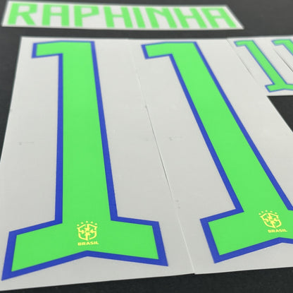 BRAZIL 2022 2023 OFFICIAL RAPHINHA 11 HOME PLAYER SIZE NAMESET 260MM