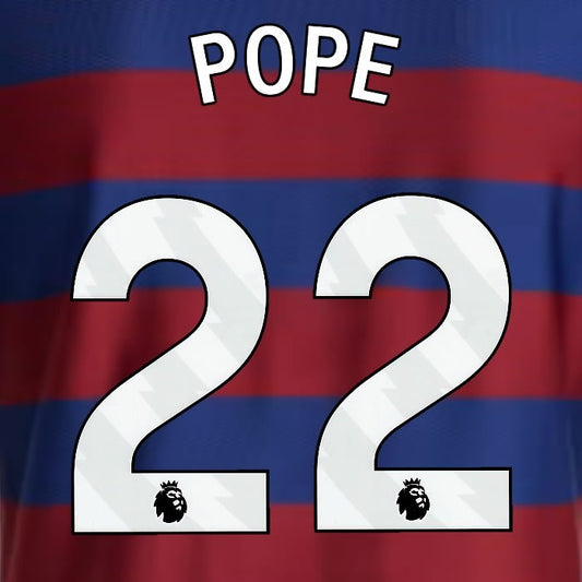 2024 2025 NEWCASTLE POPE 22 OFFICIAL WHITE AWAY PLAYER SIZE NAME SET