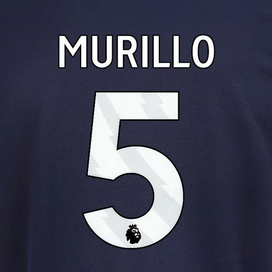 2025 2026 OFFICIAL NOTTINGHAM MURILLO 5 WHITE 3RD PLAYER SIZE NAMESET