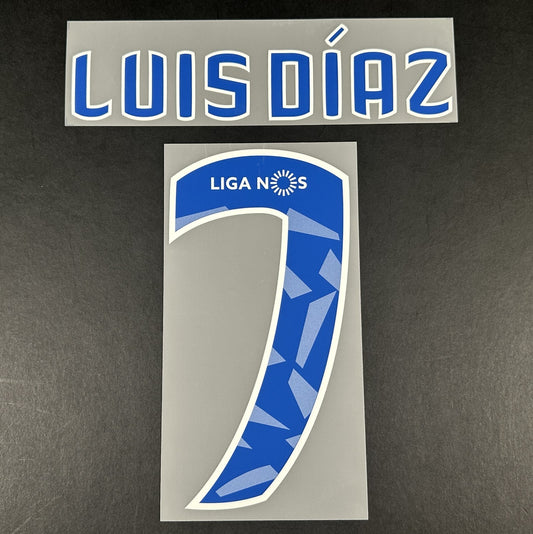 FC PORTO 2019 2021 OFFICIAL LUIS DIAZ 7 AWAY PLAYER SIZE NAMESET