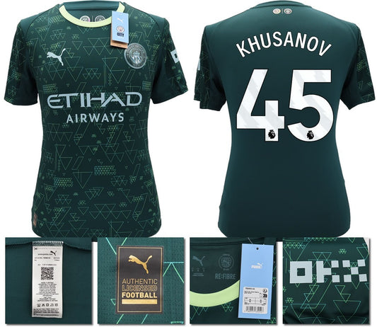 BNWT 2025 2026 MAN CITY PUMA 4TH KHUSANOV 45 FOOTBALL SHIRT