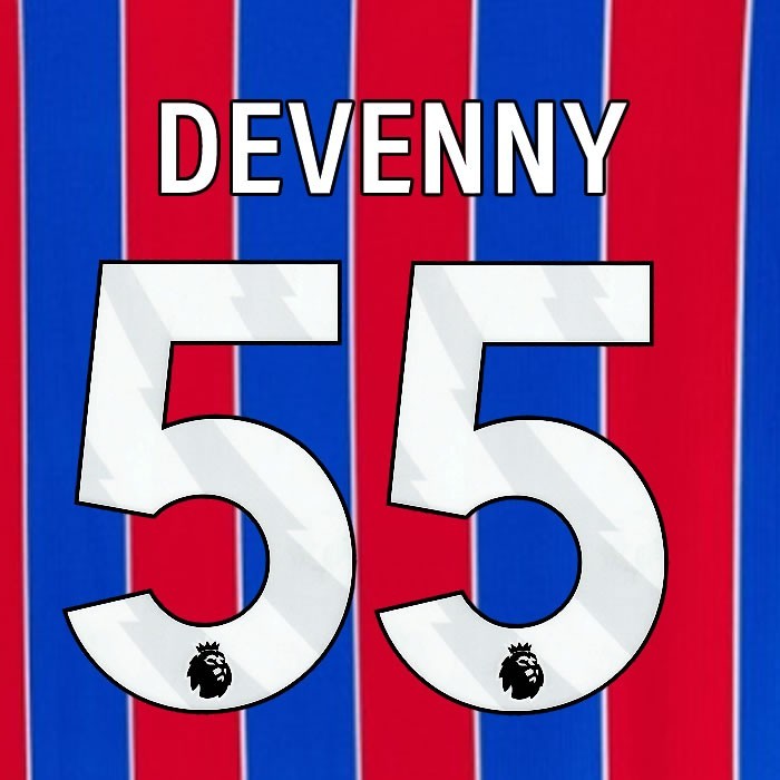 2025 2026 OFFICIAL CRYSTAL PALACE DEVENNY 55 WHITE HOME PLAYER SIZE NAMESET