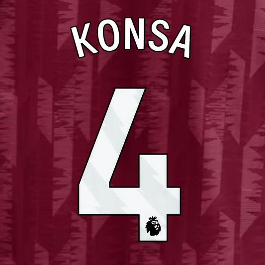 2023 2024 ASTON VILLA KONSA 4 OFFICIAL WHITE HOME PLAYER SIZE NAMESET