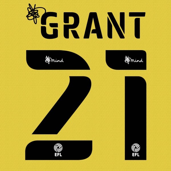 HUDDERSFIELD 2020 2021 OFFICIAL GRANT 21 3RD PLAYER SIZE NAME SET