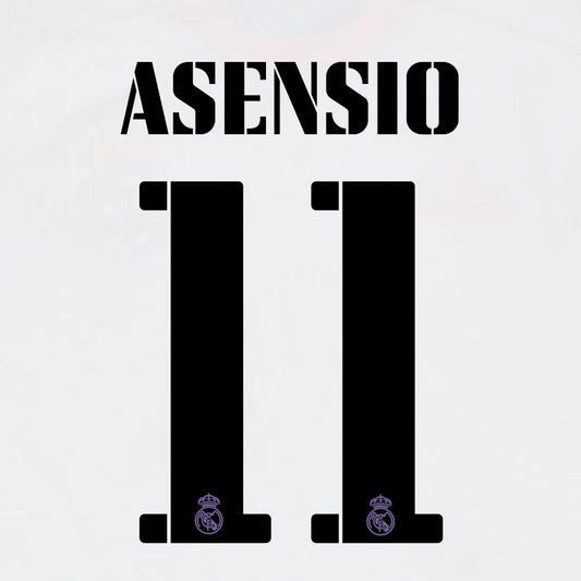 2022 2023 AVERY DENNISON REAL MADRID ASENSIO 11 HOME BLACK PLAYER SIZE NAMESET