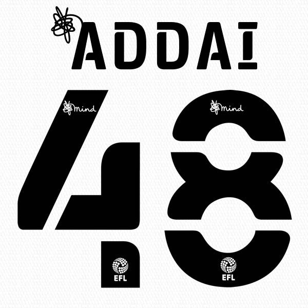 BARNSLEY 2020 2021 OFFICIAL ADDAI 48 AWAY PLAYER SIZE NAME SET