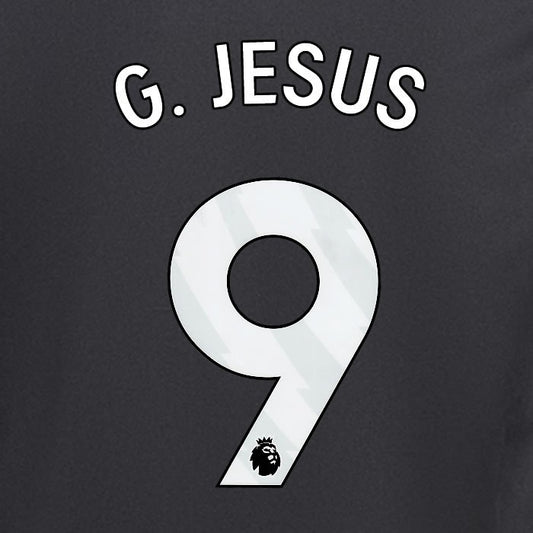 2024 2025 ARSENAL G. JESUS 9 WHITE AWAY OFFICIAL PLAYER SIZE NAMESET