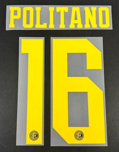 INTER MILAN THIRD 2019 - 2020 OFFICIAL POLITANO 16 PLAYER SIZE NAMESET