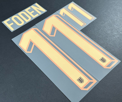 ENGLAND 2024-2025 OFFICIAL SPORTING ID FODEN 11 AWAY PLAYER SIZE NAMESET