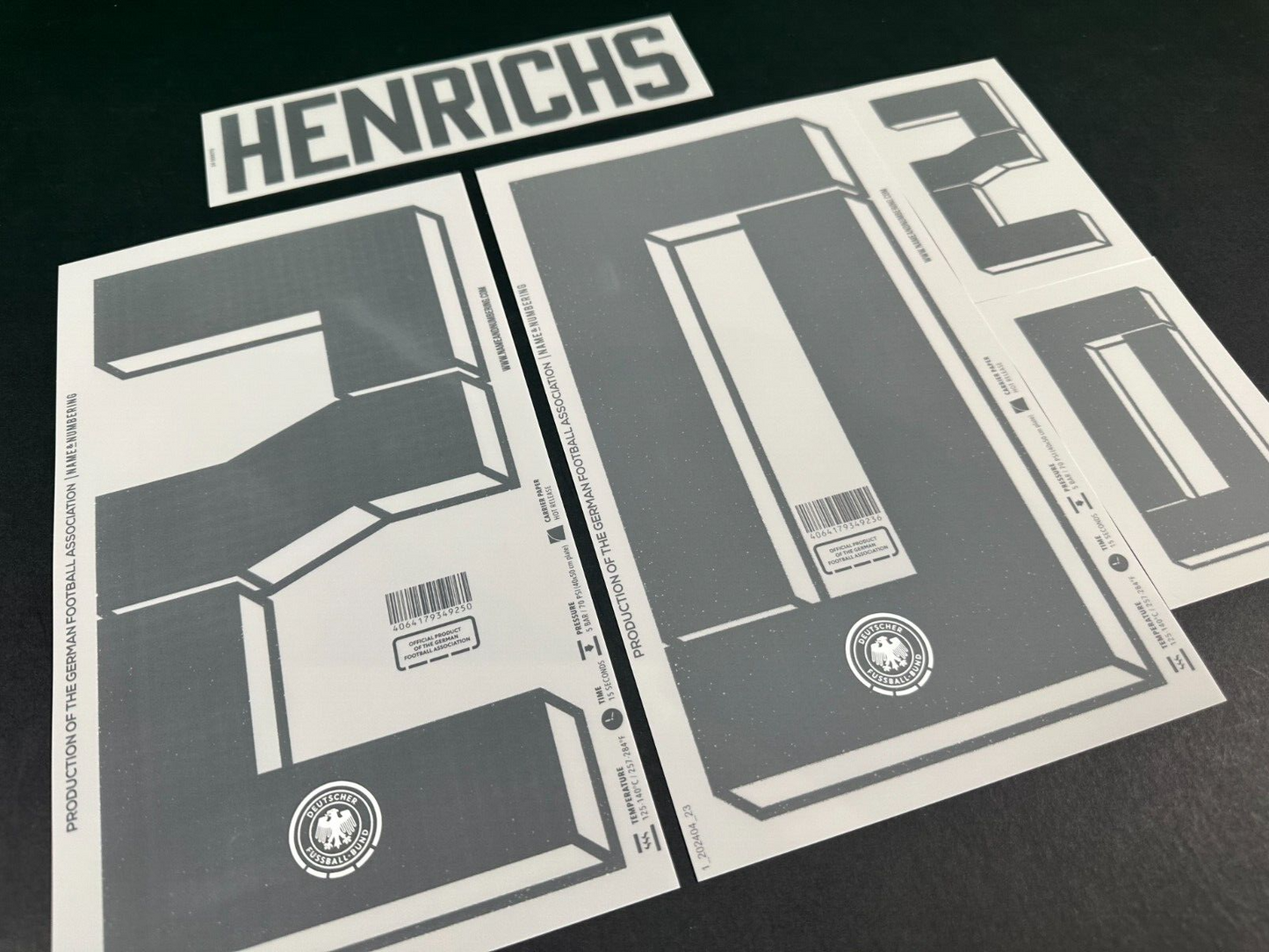 GERMANY 2024-2025 OFFICIAL NAME & NUMBERING HENRICHS 20 HOME PLAYER SIZE NAMESET