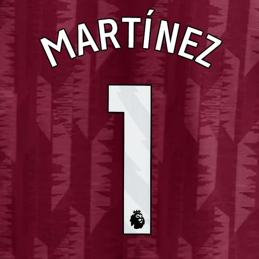 2023 2024 ASTON VILLA MARTINEZ 1 OFFICIAL WHITE HOME PLAYER SIZE NAMESET