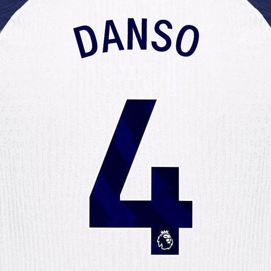 2025 2026 TOTTENHAM DANSO 4 BLUE HOME PLAYER SIZE NAME SET