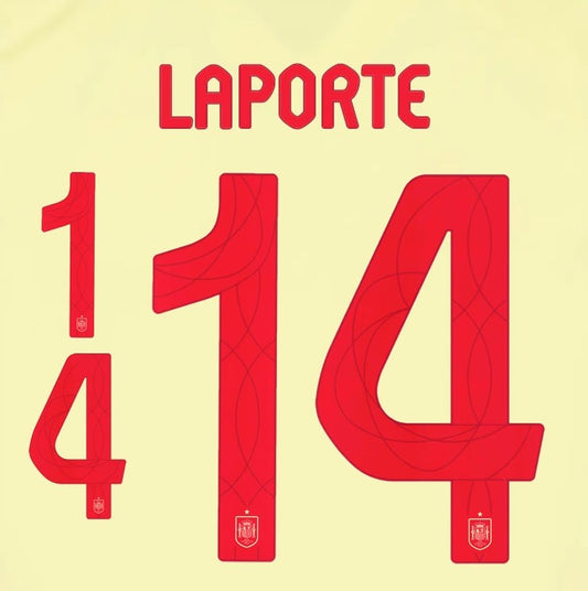 2024 2025 OFFICIAL SPAIN LAPORTE 14 AWAY PLAYER SIZE NAMESET