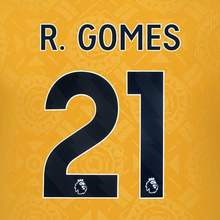2025 2026 WOLVES HOME BLACK R GOMES 21 OFFICIAL PLAYER SIZE NAMESET