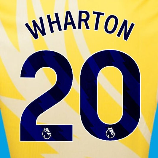 2024 2025 OFFICIAL CRYSTAL PALACE WHARTON 20 BLUE AWAY PLAYER SIZE NAMESET