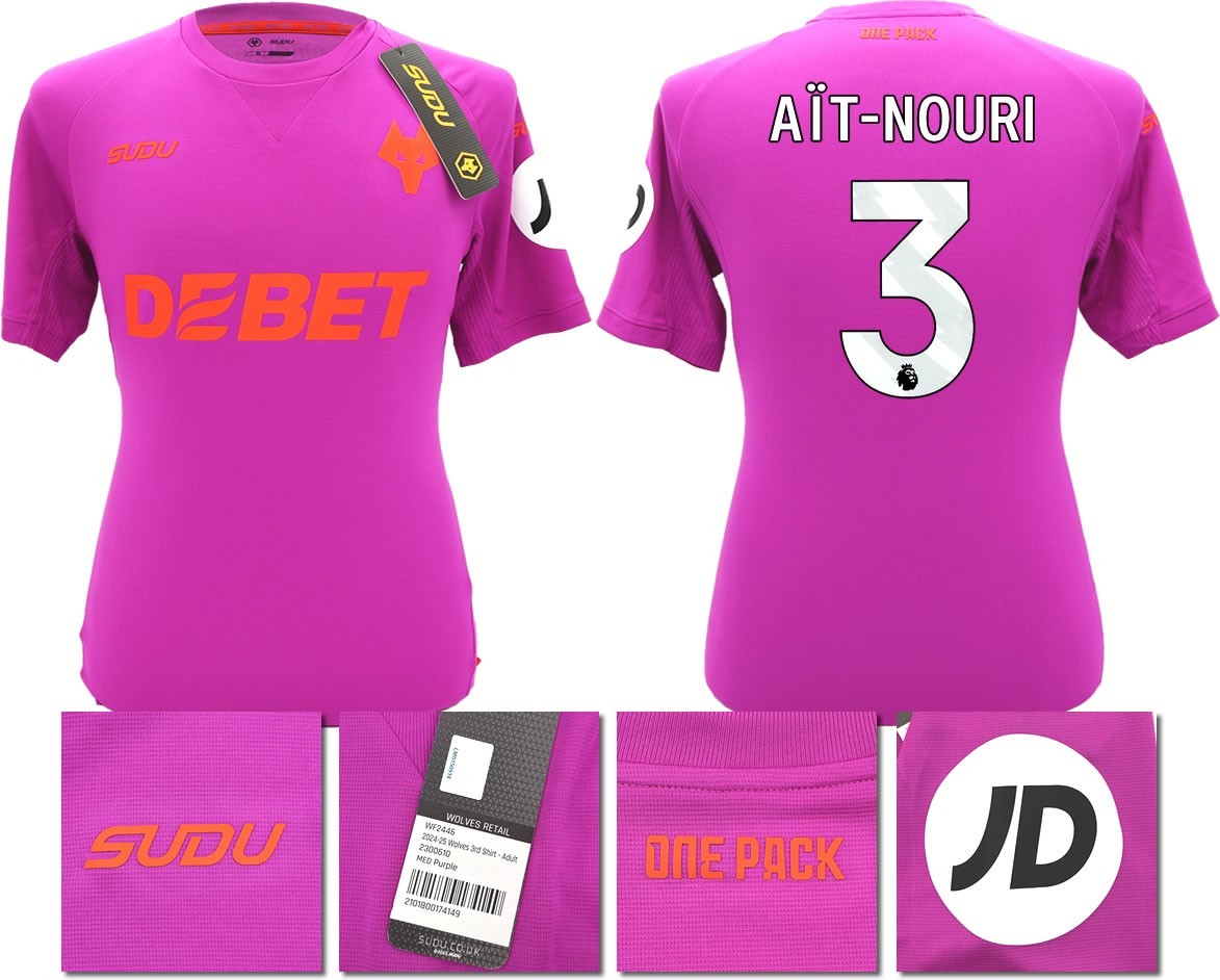 BNWT 2024/2025 WOLVES F.C. SUDU THIRD SHIRT AIT-NOURI 3