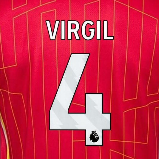 2024 2025 OFFICIAL LIVERPOOL FC VIRGIL 4 WHITE HOME PLAYER SIZE NAMESET