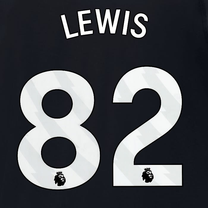 2024 2025 MANCHESTER CITY LEWIS 82 WHITE AWAY PLAYER SIZE NAME SET