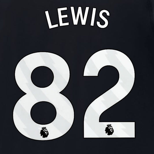 2024 2025 MANCHESTER CITY LEWIS 82 WHITE AWAY PLAYER SIZE NAME SET