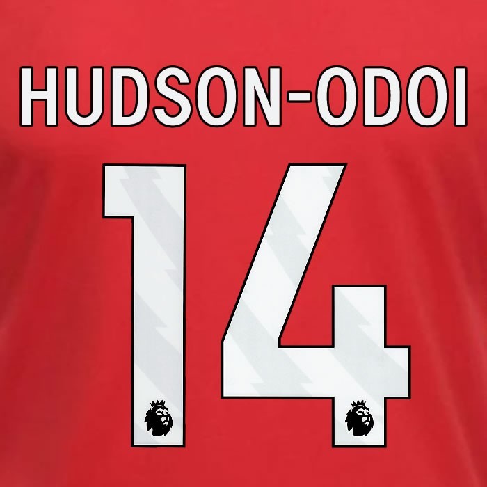 2023 2024 OFFICIAL NOTTINGHAM HUDSON-ODOI 14 WHITE HOME PLAYER SIZE NAMESET