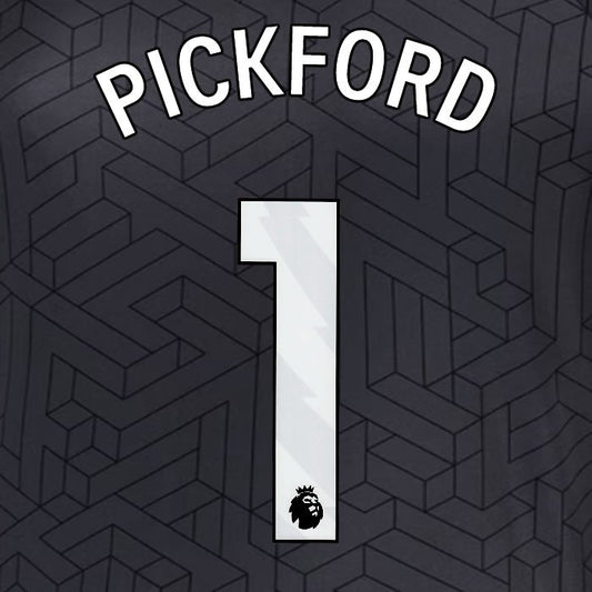 2024 2025 EVERTON PICKFORD 1 OFFICIAL WHITE AWAY PLAYER SIZE NAMESET